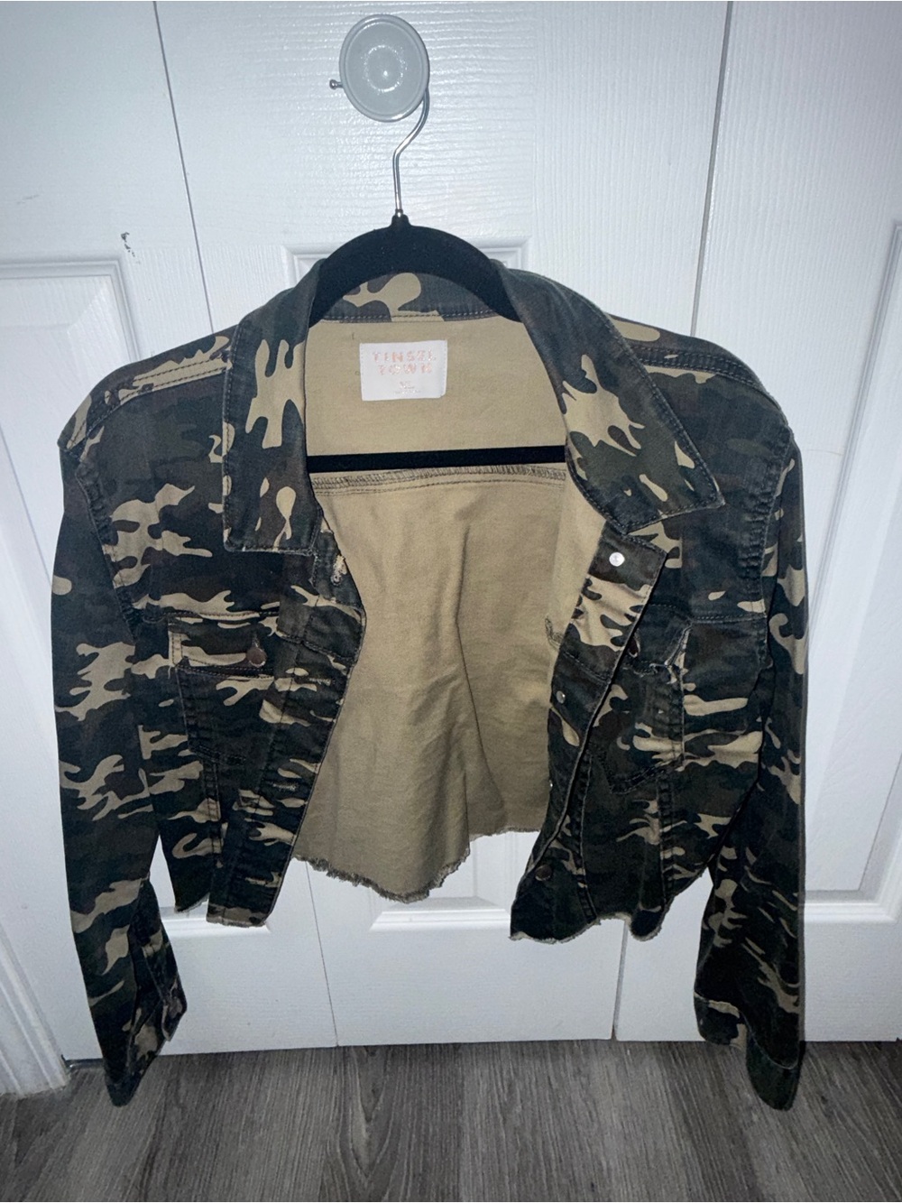 Tinseltown Women's Camouflage Jean Jacket - Green & Tan